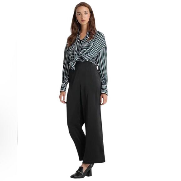 Free People Mad About You Striped Button-Up Long Sleeve Shirt Navy Large NWT - Picture 3 of 12